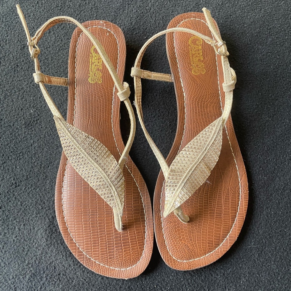 Carlos Santana Gold Feather Sandal